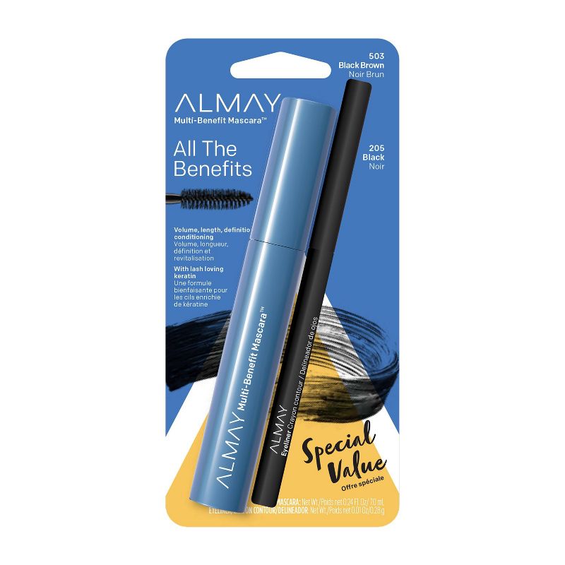 Almay Multi-Benefit Mascara Eyeliner Pack - 503 Black - 0.24 fl oz + 0.01oz, 1 of 12