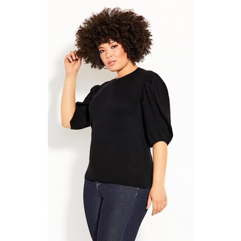 Women's Plus Size Sweet Rib Top - Black | City Chic : Target