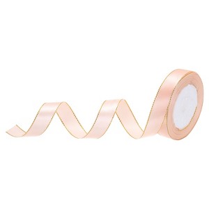 Unique Bargains Double Face Wide Satin Ribbon with Gold Edges for Wedding Bouquet - 1 of 4