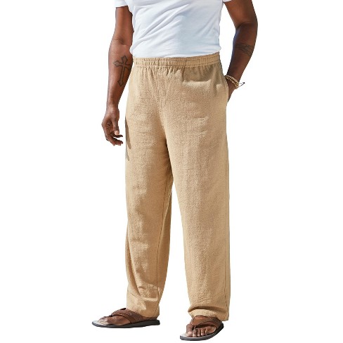 Peaskjp Boys Baseball Pants Mens Loose Cotton Plus Size Pocket Lace Up Elastic Waist Pants Khaki M, Men's, Size: Medium
