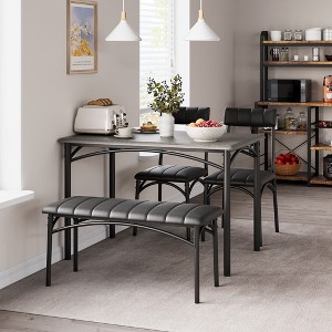 Dining Table Set for 4, Kitchen Table with Upholstered Chairs and Bench, Rectangular Kitchen Table Set for Small Space, Apartment, Home, Studio - 1 of 4