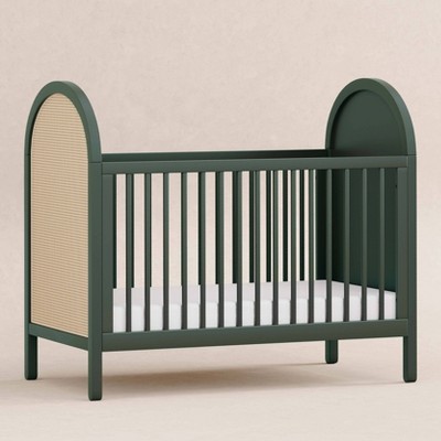 Forest Green and Natural Cane 3-in-1 Convertible Crib
