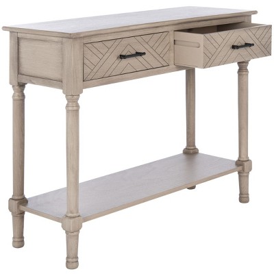 Peyton 40'' Off-White and Brown Wood Console Table with Storage