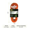 GoGreen Power (GG-15125) 14/3 25Õ 3-Outlet SJTW Outdoor Extension Cord, Lighted Extension Cord, 25 ft, Orange - 2 of 4