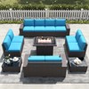 LayinSun 13 Pieces Outdoor Patio Furniture Set with 44" Fire Pit Table Rattan Sectional Sofa Conversation Sets - 2 of 4