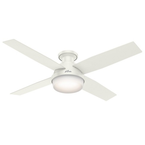 52 Dempsey Low Profile With Light Fresh White Ceiling Fan With Light With Handheld Remote Hunter Fan