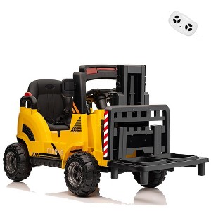 Jojoka 12V Kids Ride On Forklift Car, Liftable Fork & Pallet, Dual Control, High/Low Speed, Music, USB, Realistic Construction Toy - 1 of 4