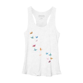 Women's Design By Humans Flying Paper Cranes Birds By Magnussons Racerback Tank Top