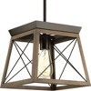 Progress Lighting Briarwood 1-Light Mini-Pendant, Antique Bronze, Steel, Faux-Painted Wood Enclosure - 2 of 4