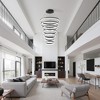 7-Light Ring Black Commercial Modern LED Chandelier, Dimmable Pendant Lighting for Hotel Lobby, Reception, High Ceilings - 4 of 4