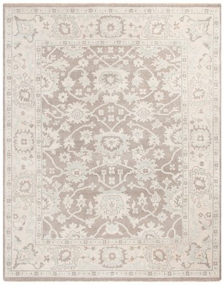 Hand-Knotted Beige and Gray Wool 6' x 9' Area Rug
