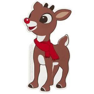 Northlight 8" Rudolph in Red Scarf Double Sided Gel Window Cling Decoration - 1 of 4