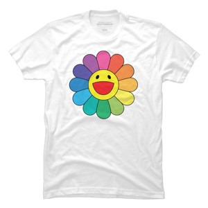 Adult Design By Humans Daisy Flower Rainbow Pride By PINHEAD66 T-Shirt - 1 of 2