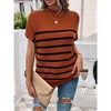 Women's Color Block Short Sleeve Sweater - Stylish Casual Knit Pullover Top with Contrast Trim - 4 of 4