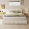 Queen Size Platform Bed, Wooden Upholstered Bed Frame with Curved Design Headboard, Beige -Christopher Knight Home - 2 of 4