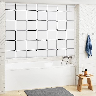 Shower Curtain for Bathroom (53" W x 95" L, White-Square)