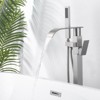 WOWOW Brass Waterfall Single-Handle Floor Mount Freestanding Bathtub Faucet with Hand Shower - 4 of 4