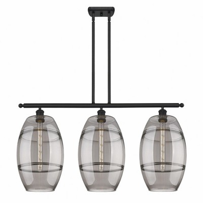 Vaz - 3 Light Stem Hung Island In Industrial Style-19 Inches Tall and 36.5 Inches Wide