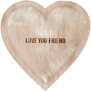 Pavilion Gift Company - Love You Friend - Heart-Shaped Wood Keepsake Trinket Dish Modern Neutral Home Decor Jewelry Tray Friendship Gift - 1 of 4