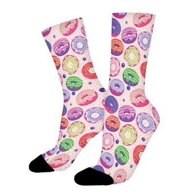 Colorful Doughnut Women Printed Crew Socks Funny Funky Socks Soft Polyester Novelty Gifts for Artists Men