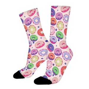 Colorful Doughnut Women Printed Crew Socks Funny Funky Socks Soft Polyester Novelty Gifts for Artists Men - 1 of 1