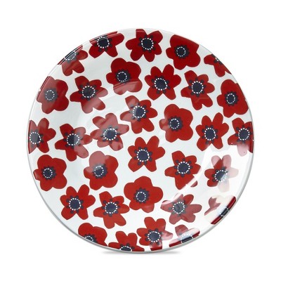 TAG Happy Flower Appetizer Plate Red Floral Stoneware Dishwasher Safe, 7.0 inch