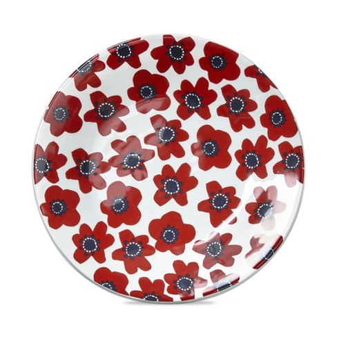 Tag Happy Flower Appetizer Plate Red Floral Stoneware Dishwasher Safe 7.0 Inch Target