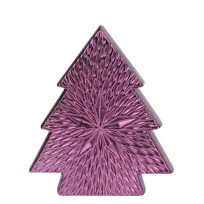 Northlight 6.25" Purple Ceramic Textured Tree with Star Table Top Christmas Decoration