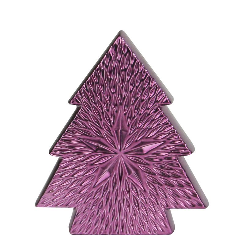 Northlight 6.25" Purple Ceramic Textured Tree with Star Table Top Christmas Decoration, 1 of 3