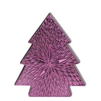 Northlight 6.25" Purple Ceramic Textured Tree with Star Table Top Christmas Decoration