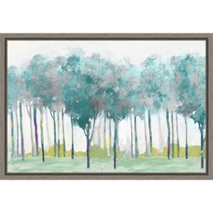 Amanti Art Teal Silver (Trees) by Allison Pearce Canvas Wall Art Print Framed 23 x 16-in. - 1 of 4