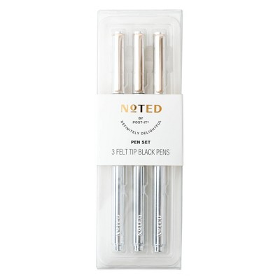 Noted by Post-it 3pk Metallic Felt Tip Pens