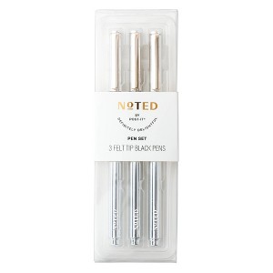 Noted by Post-it 3pk Metallic Felt Tip Pens - 1 of 4