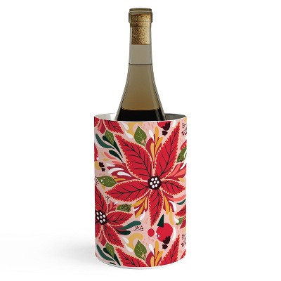 Avenie Abstract Floral Poinsettia Red Wine Chiller -Deny Designs
