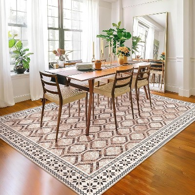 Nasitip Area Rug Soft Contemporary Carpet, Geometric Checkered Floor Cover Ultra-Thin Modern Diamond Pattern Rug for Bedroom Office