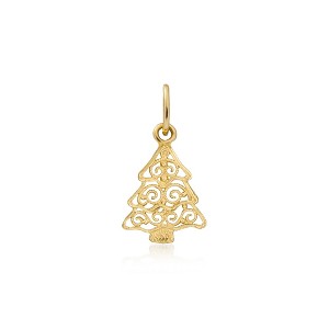 Ross-Simons Italian 14kt Yellow Gold Filigree Christmas Tree Charm - 1 of 3
