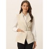 Allegra K Women's Casual Shawl Collar Belted Sleeveless Work Office Suit Vest - 3 of 4