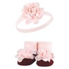 Hudson Baby Infant Girl Headband and Socks Giftset, Pink Burgundy, One Size - 4 of 4