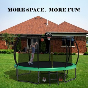 Jump Into Fun 12FT Recreational Kids Trampoline with Safety Enclosure Net & Ladder, Outdoor Recreational Trampolines - 1 of 4