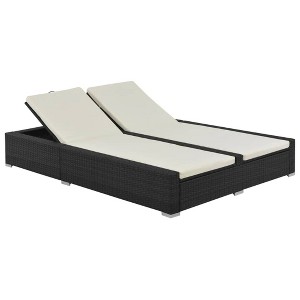 vidaXL Double Sun Lounger Poly Rattan Black - 1 of 1