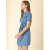Allegra K Women's Jean Casual Collared Belted Button Down Denim Shirt Dress - 4 of 4