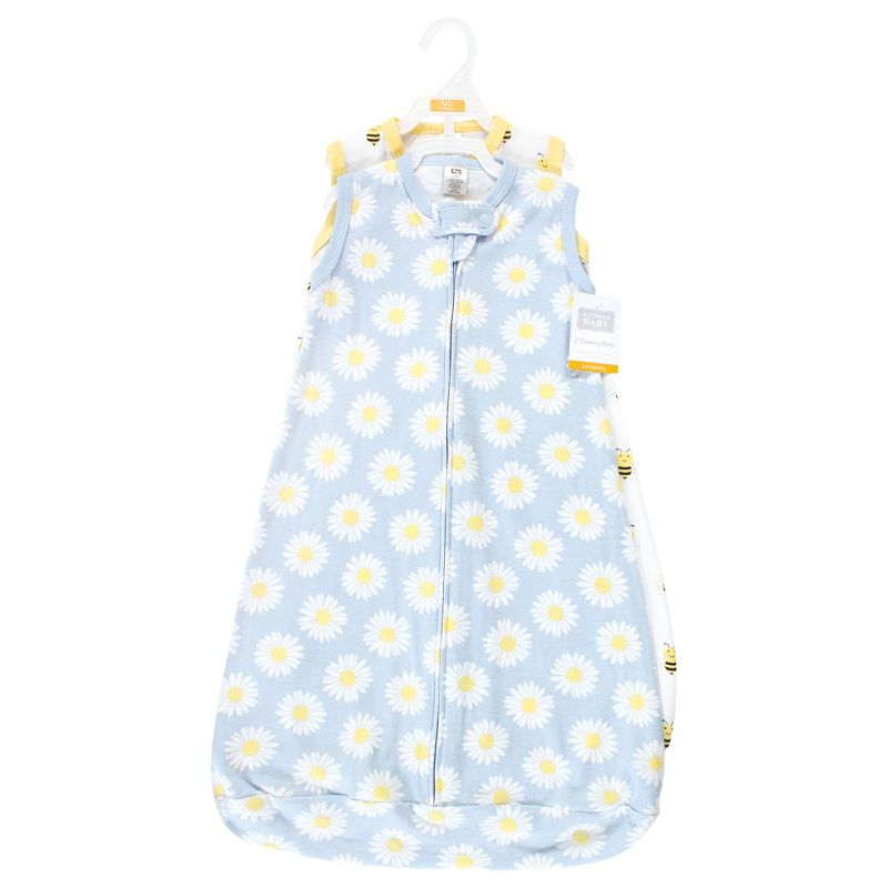 Hudson Baby Infant Girl Cotton Long-Sleeve Wearable Sleeping Bag, Sack, Blanket, Daisy Bee Sleeveless, 2 of 5