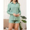 Womens 2 Piece Sets Long Sleeve Lightweight Button Down Shirts with Shorts Lightweight Crinkled Cooling Fabric Sets - 2 of 4