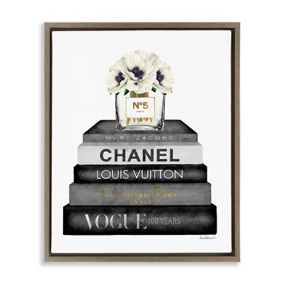 Stupell Industries Monochrome Fashion Designer Bookstack, 17" x 21"