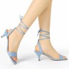 Allegra K Women's Kitten Heel Lace Up Suede Heeled Sandals - 2 of 4