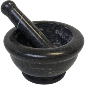 Granite 6 Inch Mortar and Pestle Set - Black - 1 of 4