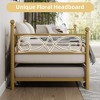Homhougo Twin Daybed with Trundle, Metal Trundle Bed, Sofa Bed Frame, Heavy Duty Metal Slats Gold - 4 of 4