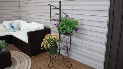 56" Black Iron 4-Tier Spiral Staircase Plant Stand Set