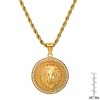 Steeltime 30" 18k Gold Plated Stainless Steel And Simulated Diamonds Lion Head Round Pendant - 3 of 4