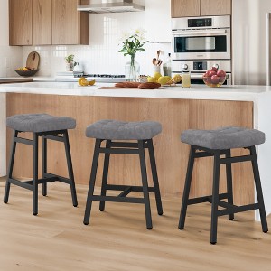 Arceso Counter Height Bar Stools Set, Barstools with Thick Faux Leather Saddle Seat & Heavy Duty Metal Legs,24Inch Kitchen Counter Stools - 1 of 4